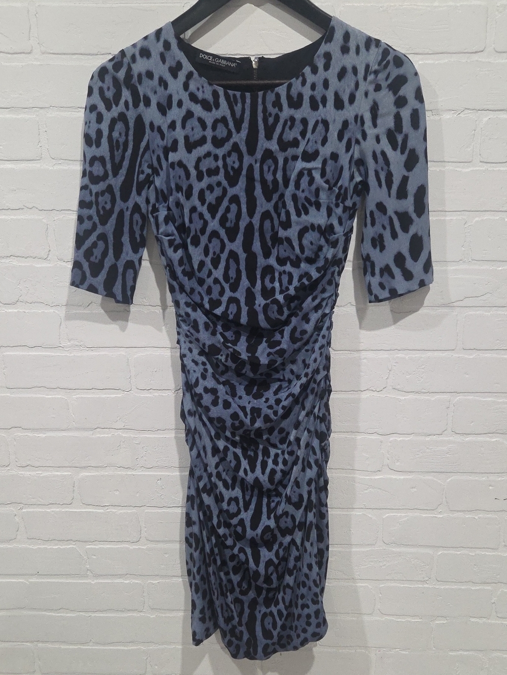 Dolce & Gabbana Silk Leopard-Print Ruched Midi Dress